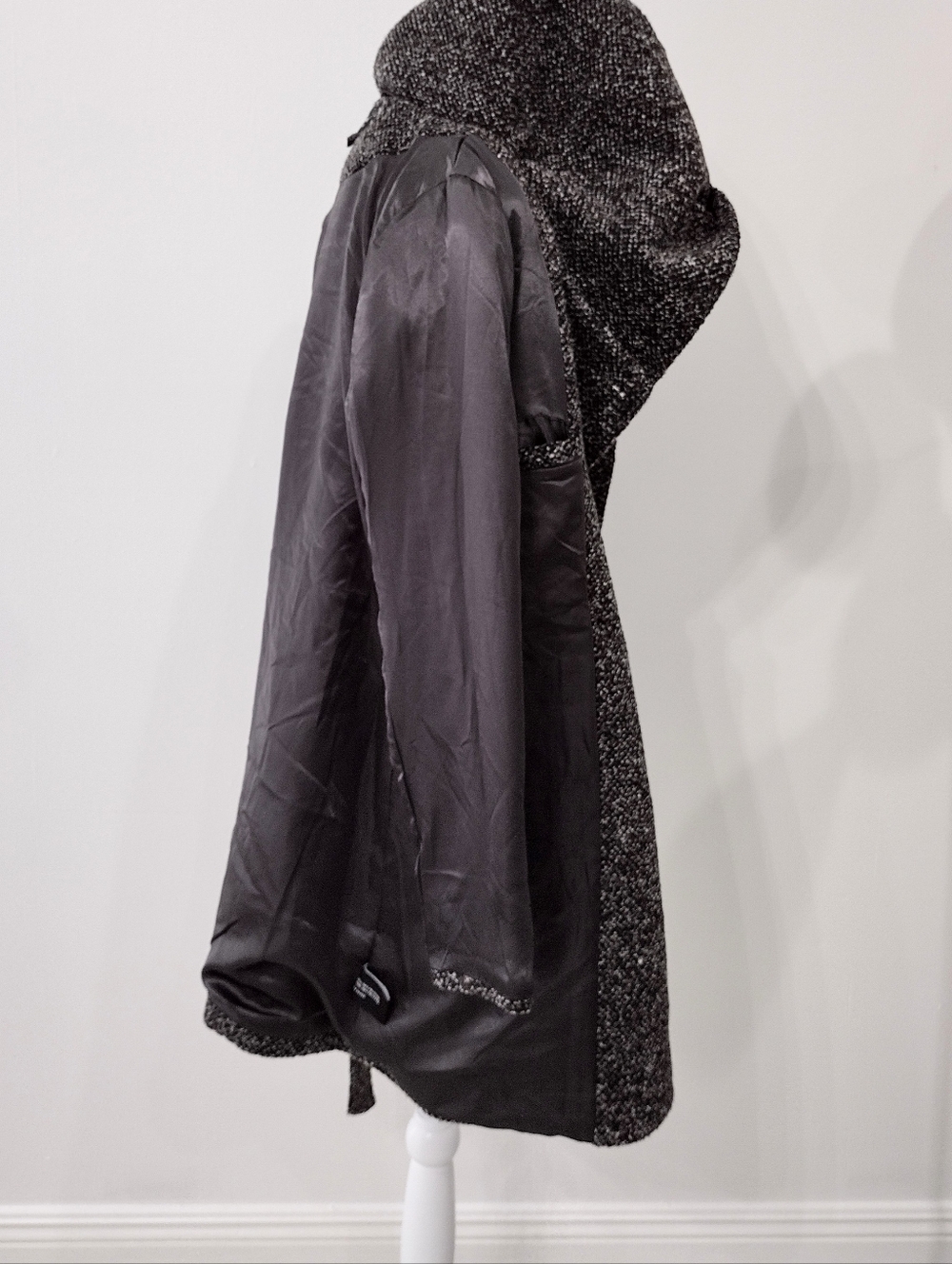 Women's Hooded Double-Breasted Wool-Blend Coat -  Brown/Multi Color - Picture 6 of 16